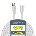 Heyyance 12FT Outdoor Extension Cord 12/3 Sjtw 15A 1875W Waterproof Heavy Duty New. Price: $31.98.