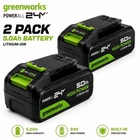 X2 Greenworks 24V, 5.0AH Lithium-ion Battery (BAG70007) New. Price: $124.99.