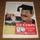 1947 Vintage Ad General Electric Lamps Tv Star Jerry Colonna Used. Price: $16.09.