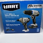Hart 1/2" Drill & Impact Driver Kit 20V Cordless System With Charger And Battery New. Price: $89.99.