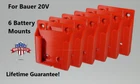 6 Pack - Battery Mounts/hangers/holders/brackets For Bauer 20V Tools W/labels! New. Price: $15.99.