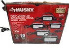 Husky 7500-LUMEN Led String Energy-efficient Work Lights Ft. Cord Open. Price: $99.00.