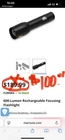Mac Tool 600 Lumen Rechargeable Focusing Flashlight With Battery New. Price: $100.00.