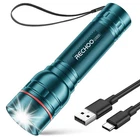 Rechoo Rechargeable Led Flashlight, High Lumens, 3 Modes, Waterproof, Teal Blue New. Price: $19.09.