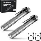 Workpro Rechargeable Pen Light, Mini 2 Pack Pocket Flashlight W/clip New. Price: $26.99.
